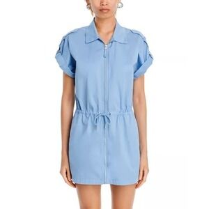 Pistola Meg Zip Front Utility Mini Dress in Eggshell Blue - Size Medium